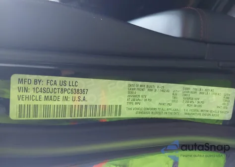 2023 Dodge Durango R/T Plus Awd z USA, uszkodzony, nr VIN 1C4SDJCT8PC638367